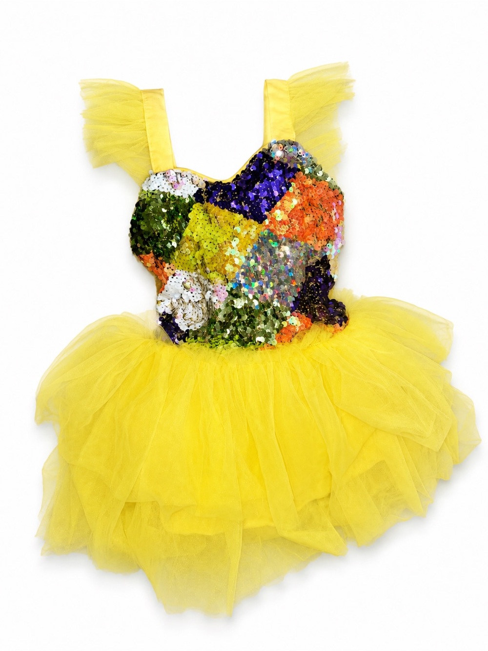 Yellow Sequin Tulle Kids Dress